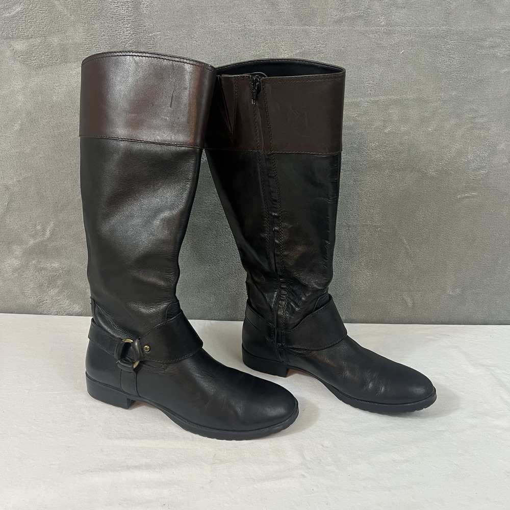 Lauren Ralph Lauren Women's Sulita Harness Leather Tall Riding Boots Size 8B
